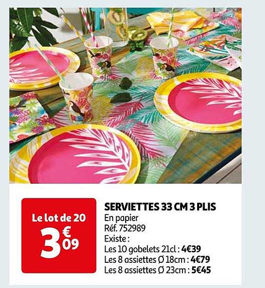 Serviettes 33 Cm 3 Plis