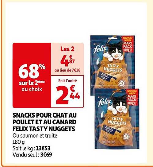 snacks pour chat au poulet et au canard felix tasty nuggets