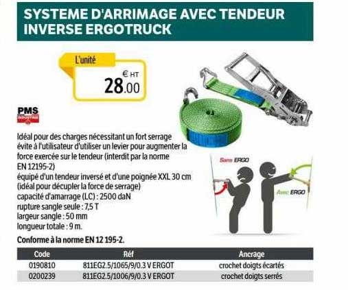 système d'arrimage avec tendeur inverse ergotruck