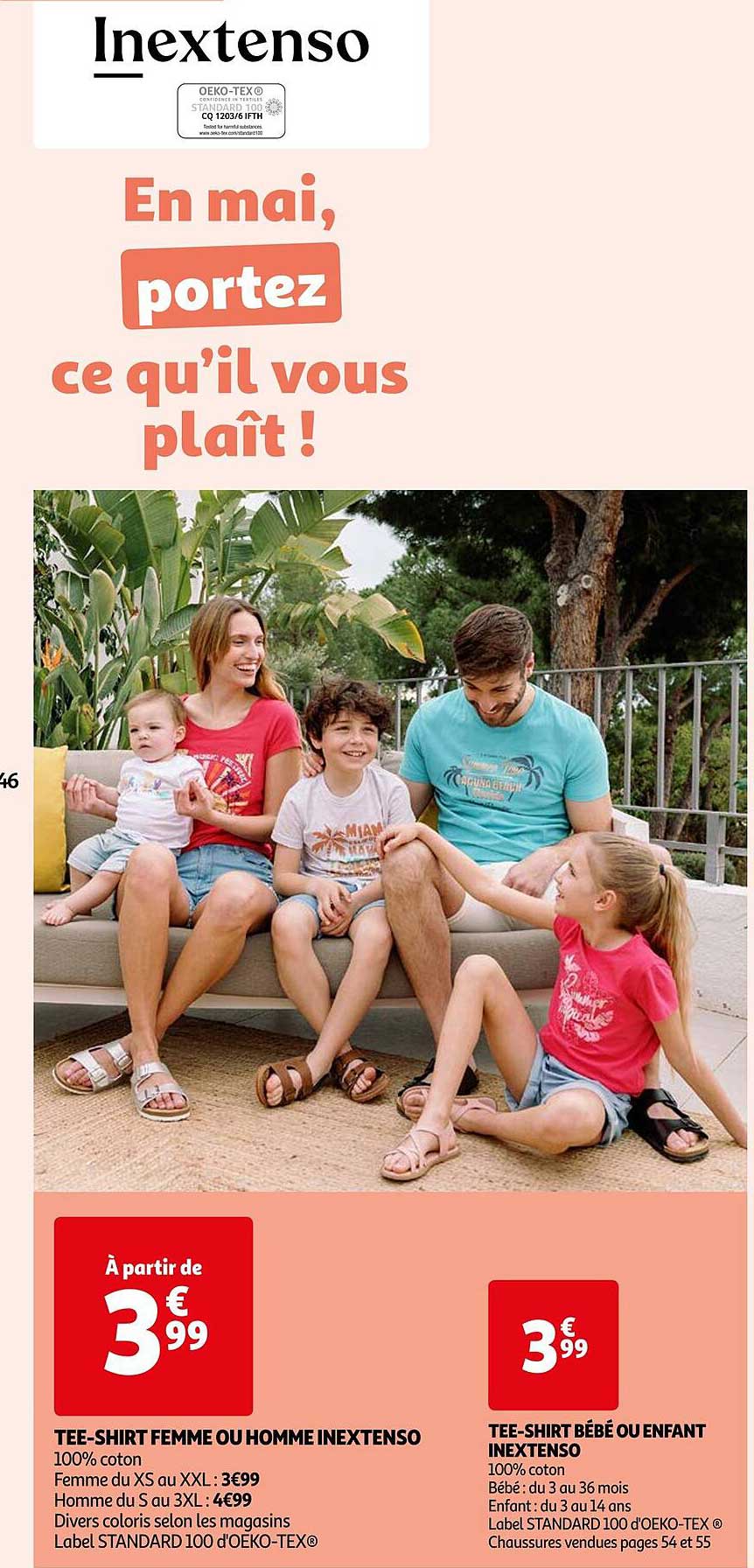 tee-shirt femme ou homme inextenso, tee-shirt bébé ou enfant inextenso