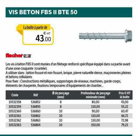 vis béton fbs II bte 50 fischer