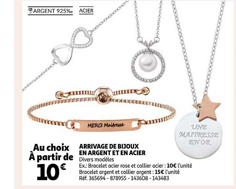 arrivage de bijoux en argent et en acier
