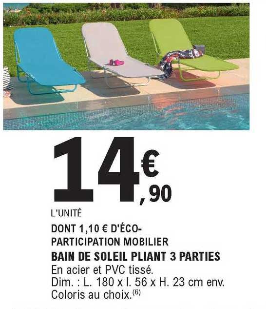 bain de soleil pliant 3 parties