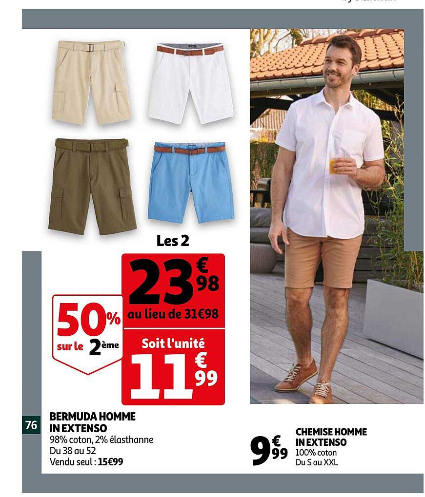 bermuda homme in extenso, chemise homme in extenso