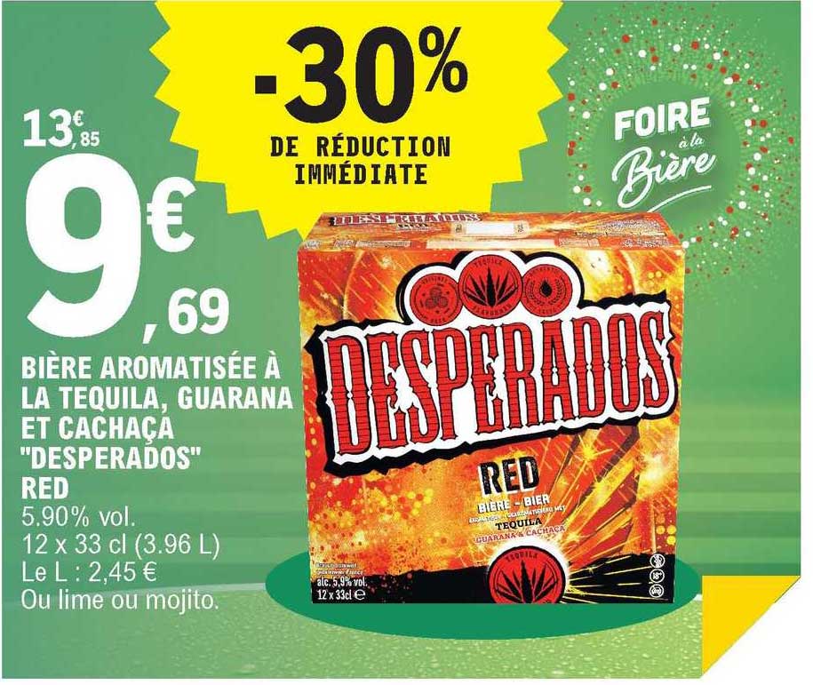 bière aromatisée à la tequila guarana et cachaça  "desperados" red -30% de réduction immédiate