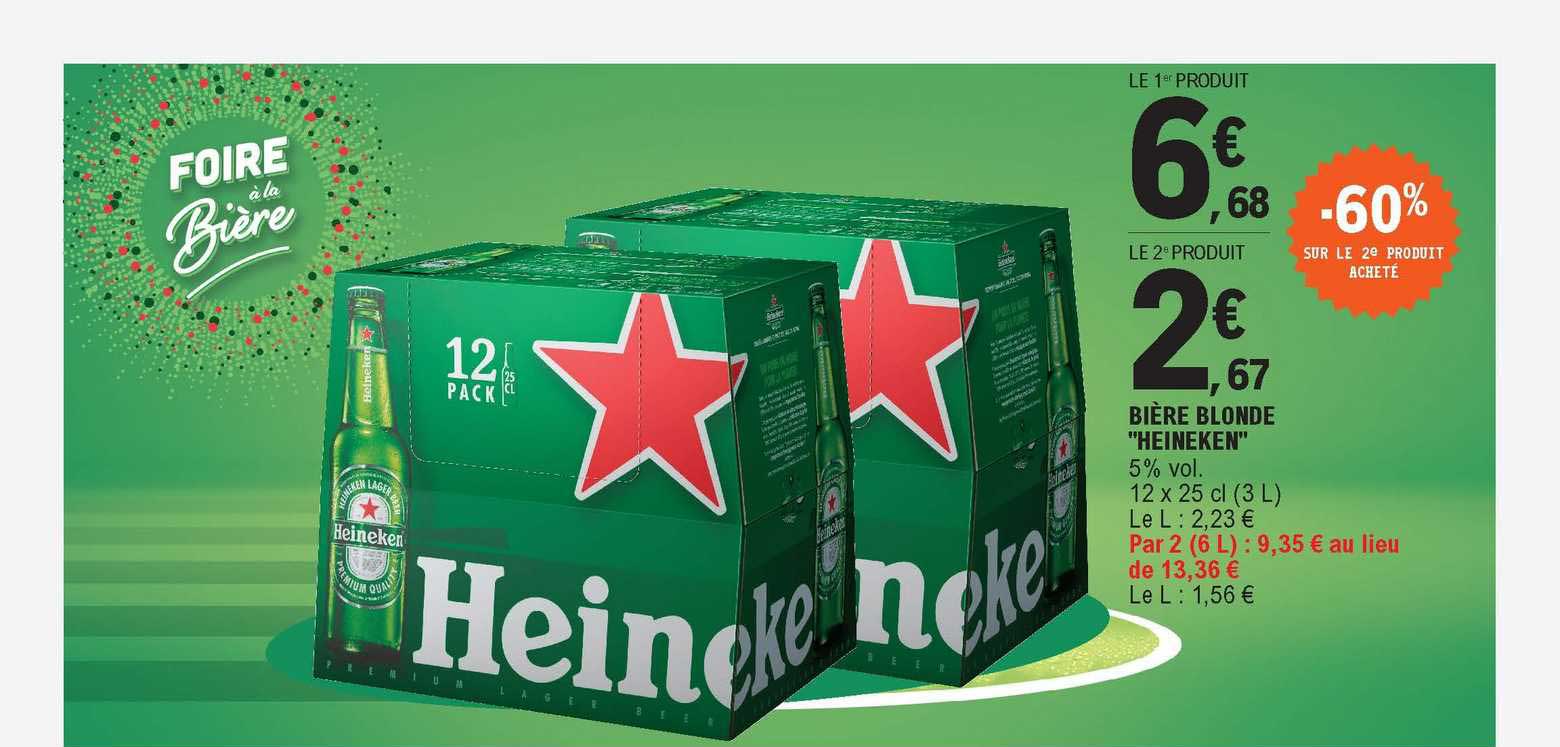 Bière Blonde "heineken" -60% Sur Le 2e Produit Acheté