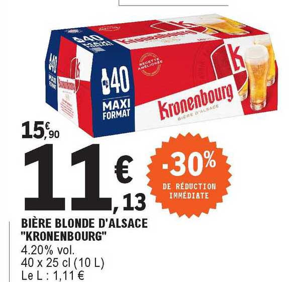 Bière Blonde D'alsace "kronenbourg" -30% De Réduction Immédiate