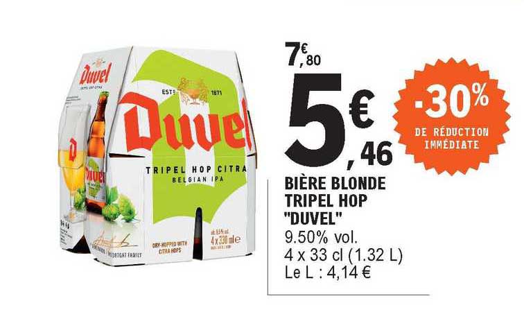 bière blonde tripel hop "duvel" -30% de réduction immédiate