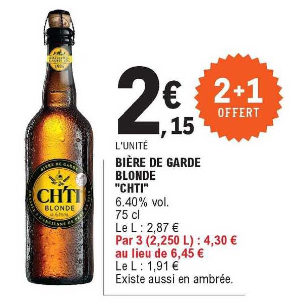 Bière De Garde Blonde "chti" 2+1 Offert