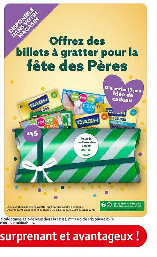 billets à gratter pour la fête des pères