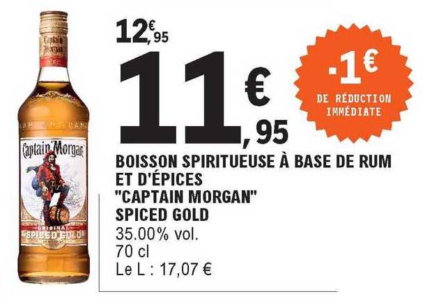 boisson spiritueuse à base de rum et d'épices "captain morgan" spiced gold