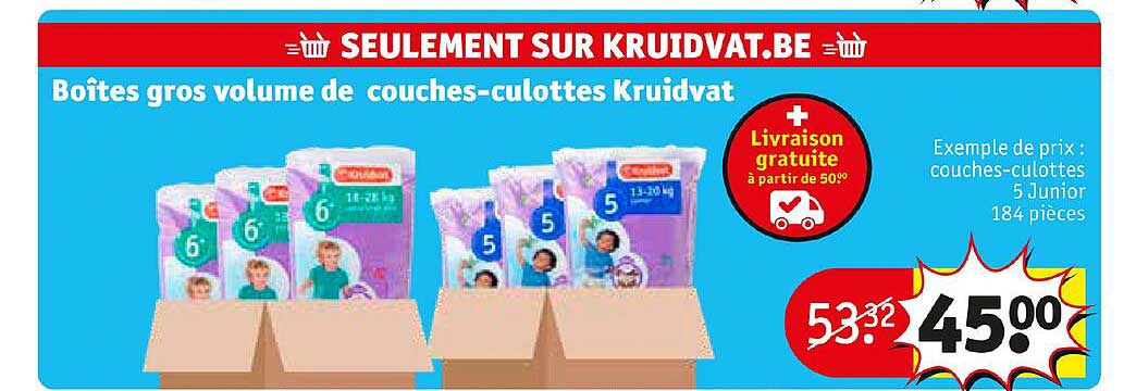 boîtes gros volume de couches-culottes kruidvat