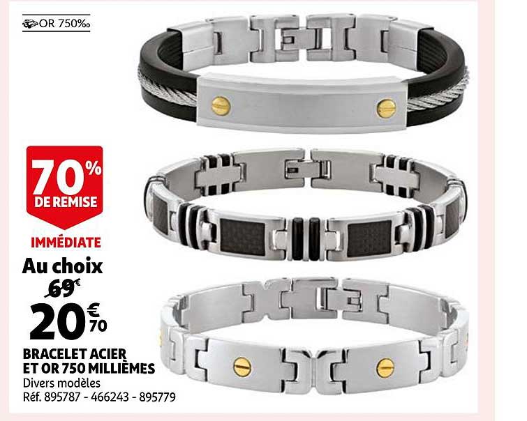 bracelet acier et or 750 millièmes