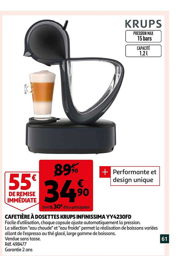 cafetière à dosettes krups infinissima yy4230fd