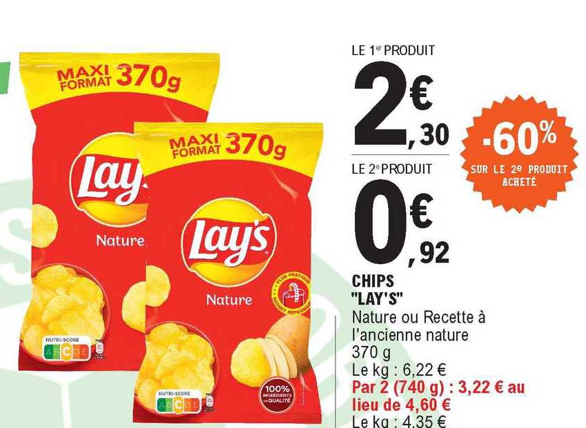 Chips "lay's" -60% Sur Le 2e Produit Acheté