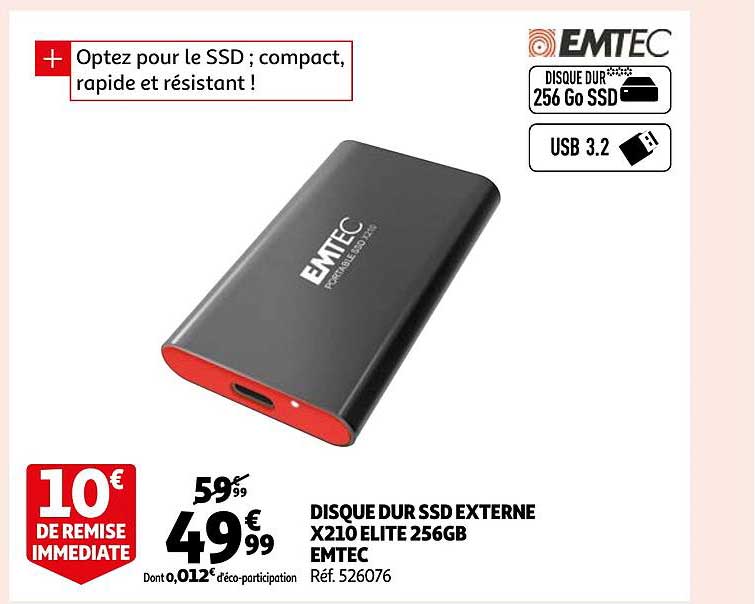 disque dur ssd externe x210 elite 256gb emtec