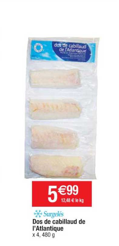 dos de cabillaud de l'atlantique