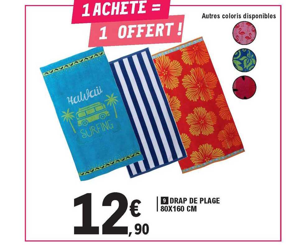 Drap De Plage 80x160 Cm 1 Acheté = 1 Offert