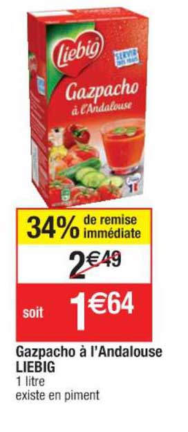 gazpacho à l'andalouse liebig 34% de remise immédiate
