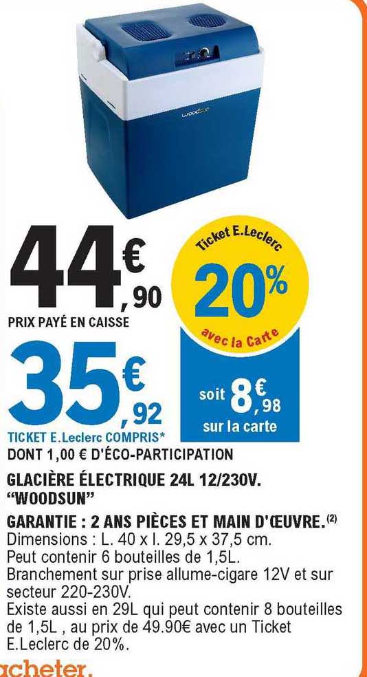 glacière électrique 24l 12-230v "woodsun"