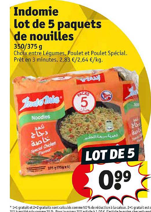 indomie lot de 5 paquets de nouilles