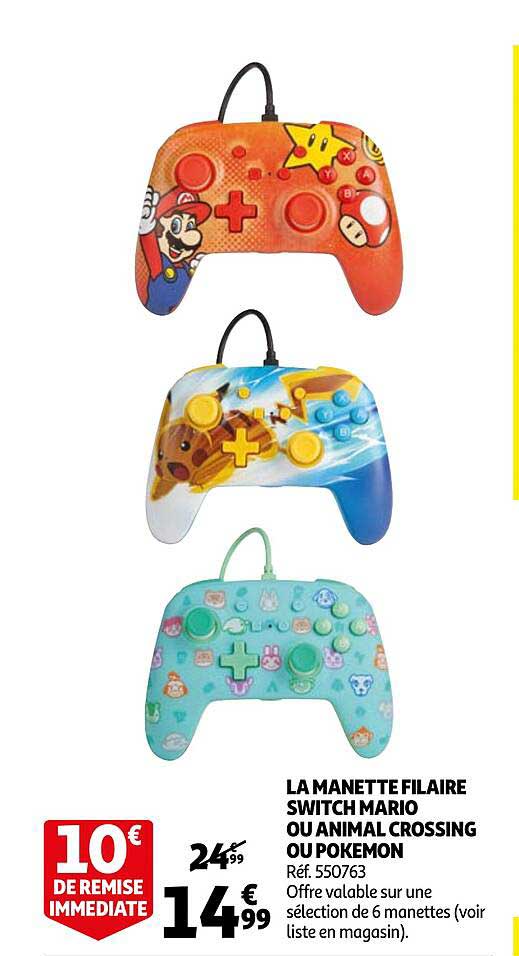La Manette Filaire Switch Mario Ou Animal Crossing Ou Pokemon