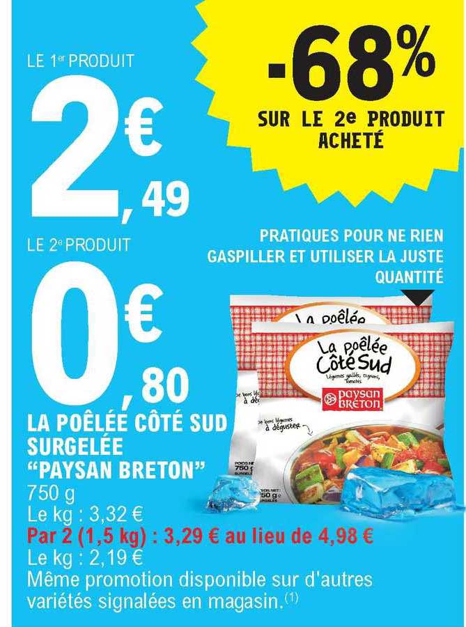 la poêlée côté sud surgelée "paysan breton" -68% sur le 2e produit acheté