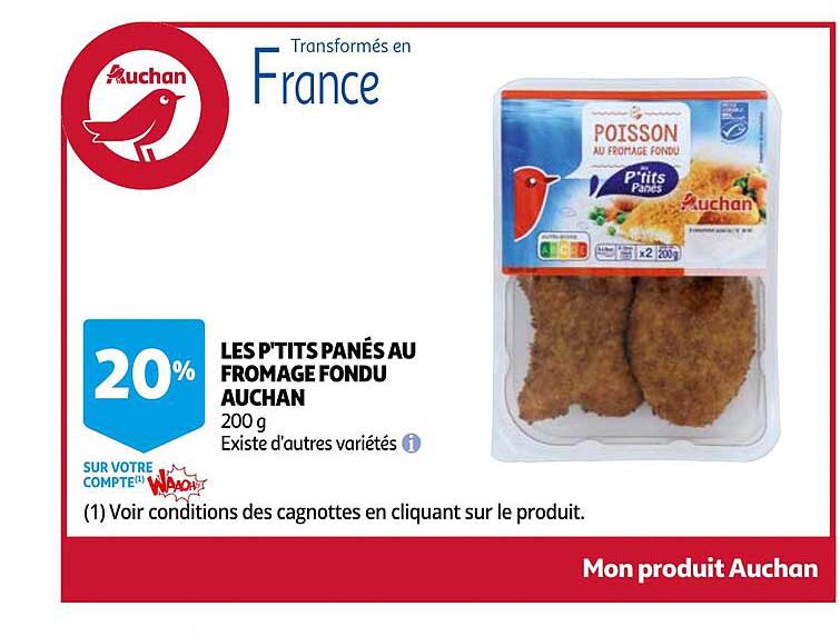 les p'tits panés au fromage fondu auchan
