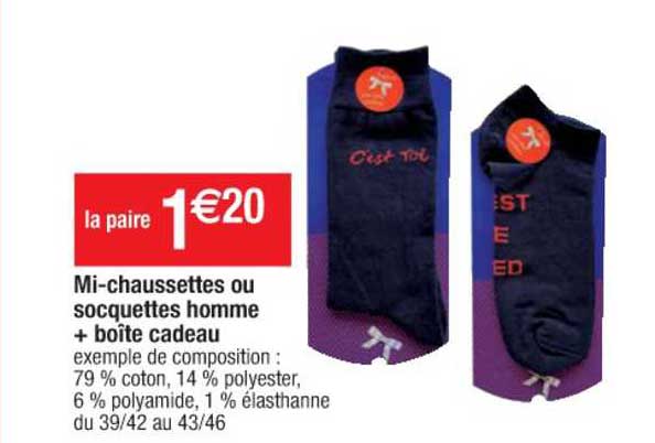 mi-chaussettes ou socquettes homme + boîte cadeau