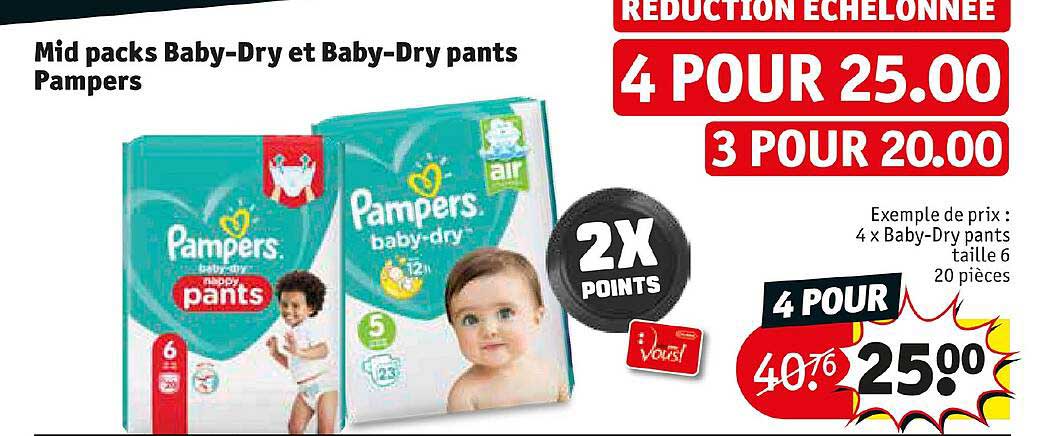 mid packs baby-dry et baby-dry pants pampers