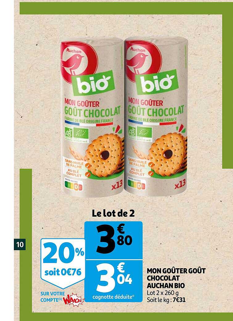 mon goûter goüt chocolat auchan bio