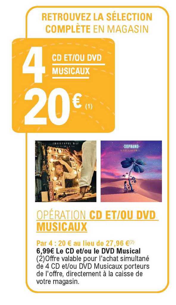 opération cd et ou dvd musicaux