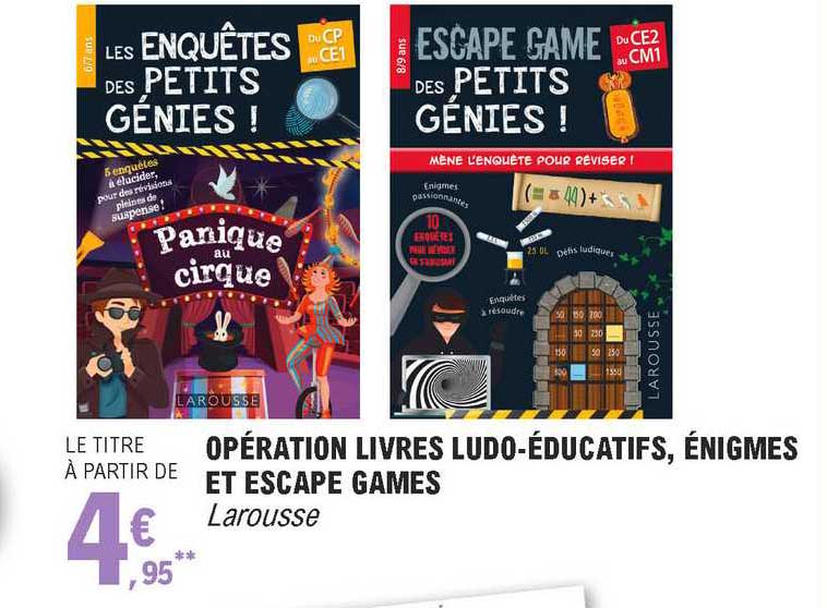 opération livres ludo-éducatifs énigmes et escape games larousse