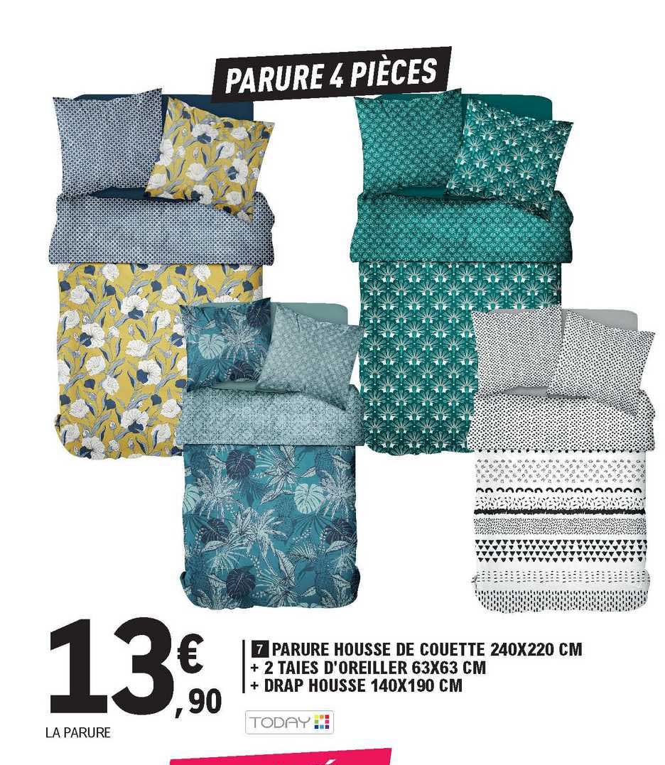 parure housse de couette 240x220 cm + 2 taies d'oreiller 63x63 cm + drap housse 140x190 cm