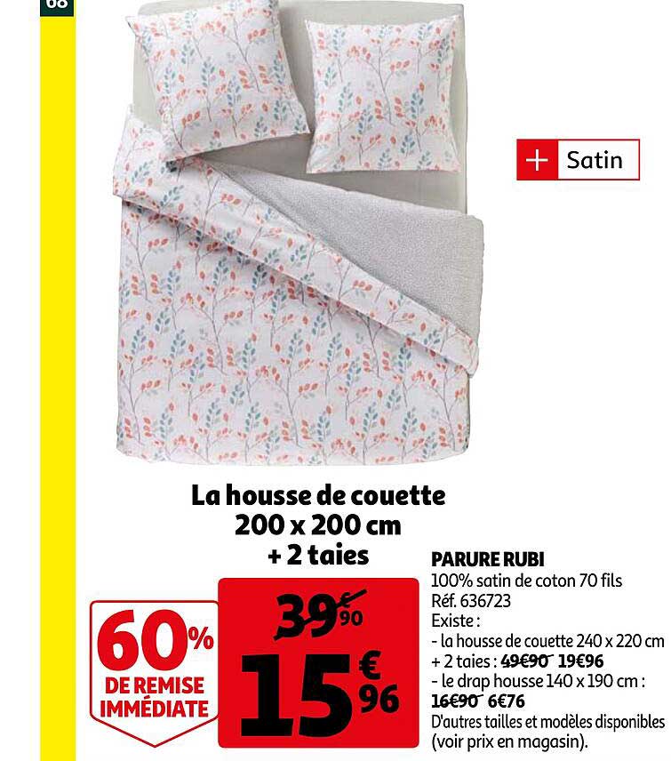 parure rubi : la housse de couette 200 x 200 cm + 2 taies