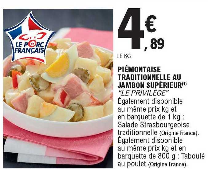 piémontaise traditionnelle au jambon supérieur "le privilège"