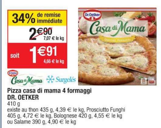 pizza casa di mama 4 formaggi dr.oetker casa di mama 34% de remise immédiate