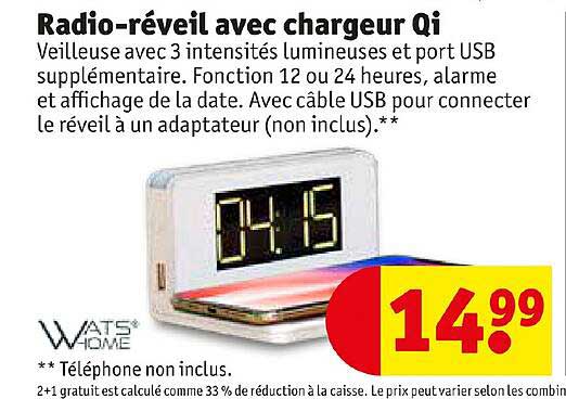 radio-réveil avec chargeur qi