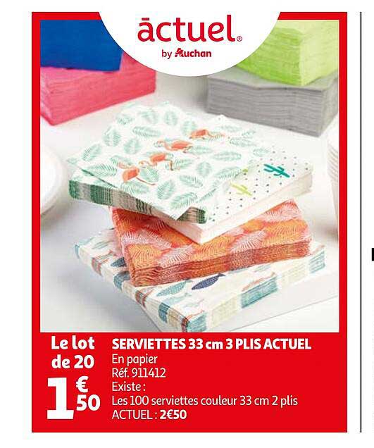 serviettes 33 cm 3 plis actuel