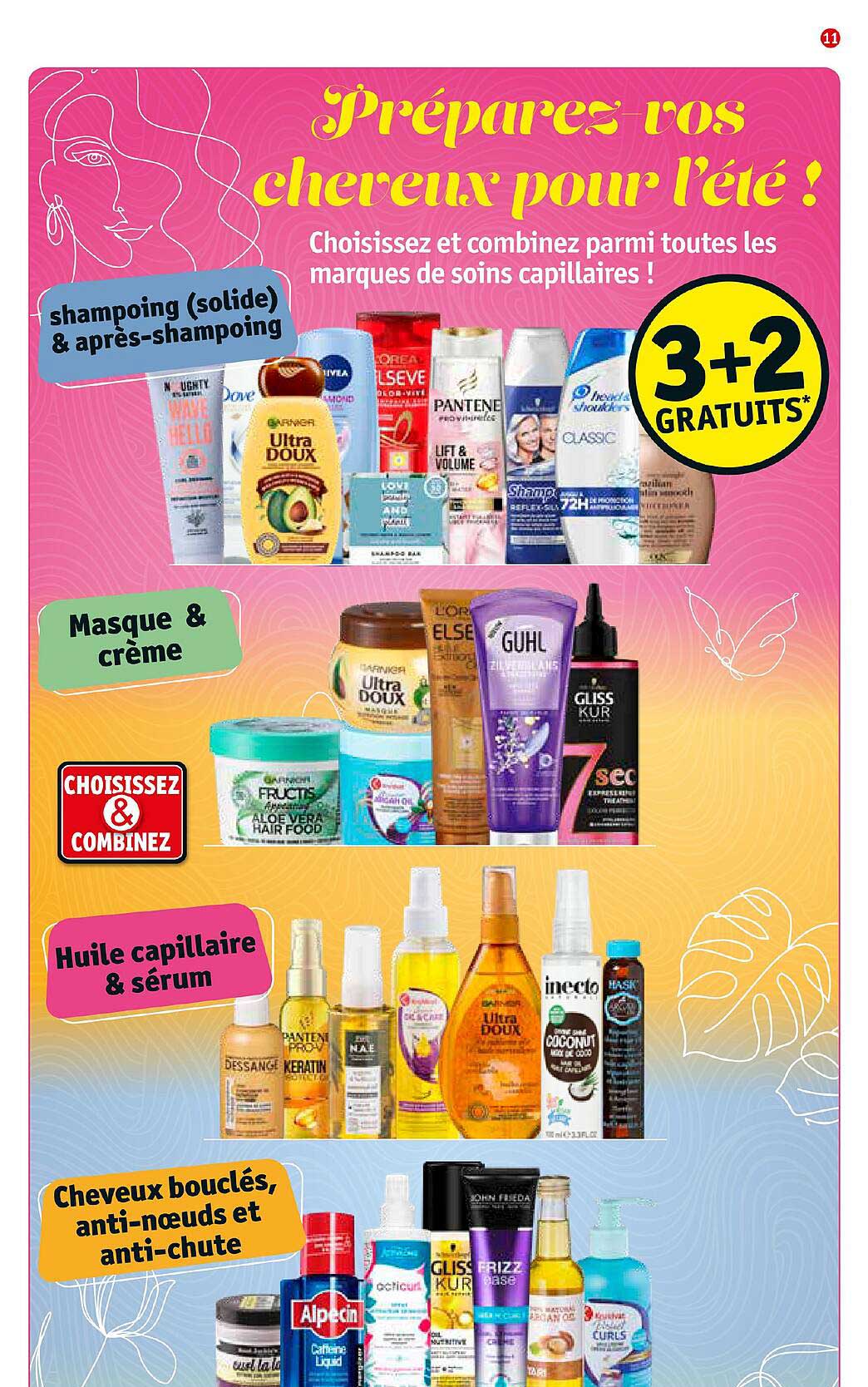 shampoing & après-shampooing, masque & crème, huile capillaire & sérum, cheveux bouclés, anti-nœuds et anti-chute