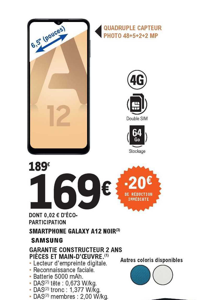 smartphone galaxy a12 noir samsung