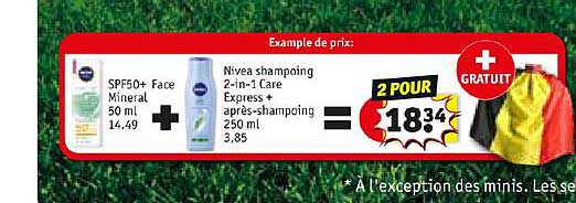 spf50+ face mineral 50 ml + nivea shampoing 2-in-1 care express + après-shampoing 250 ml
