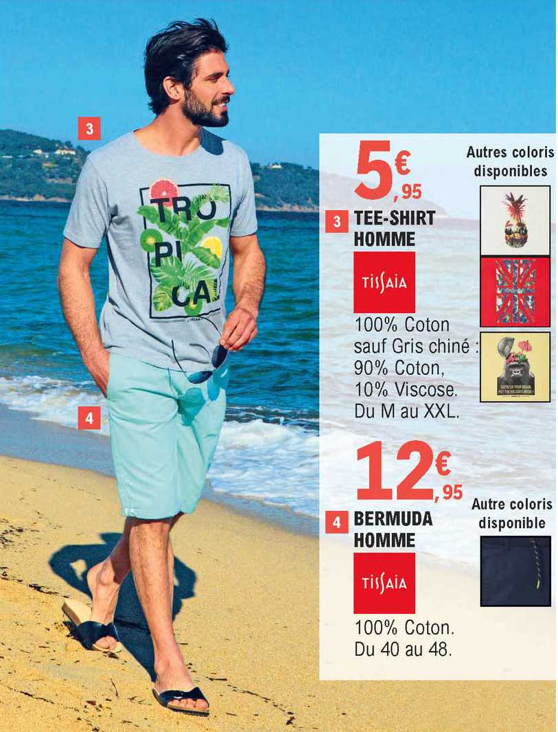 tee-shirt homme bermuda homme tissaia