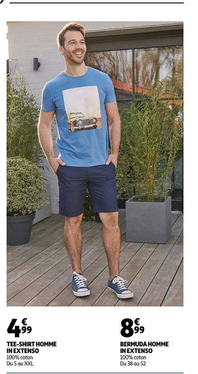 tee-shirt homme in extenso, bermuda homme in extenso