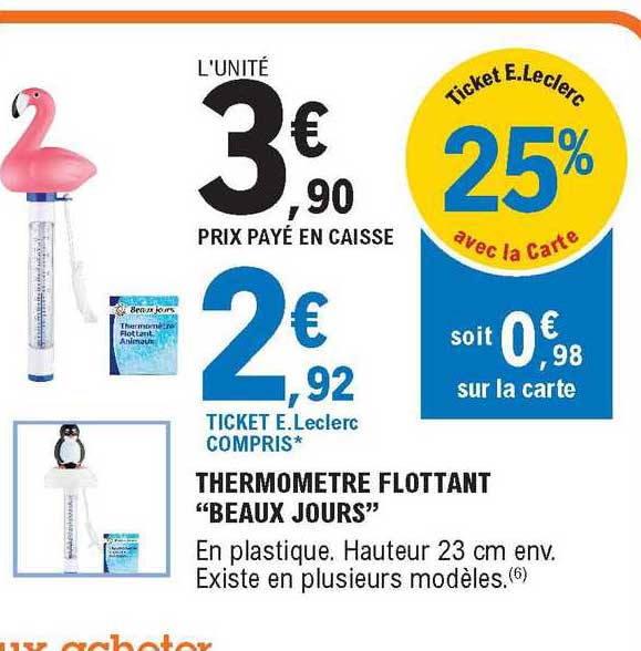 thermomètre flottant "beaux jours"