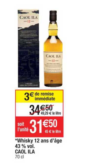 whisky 12 ans d'âge 43% vol.caol ila