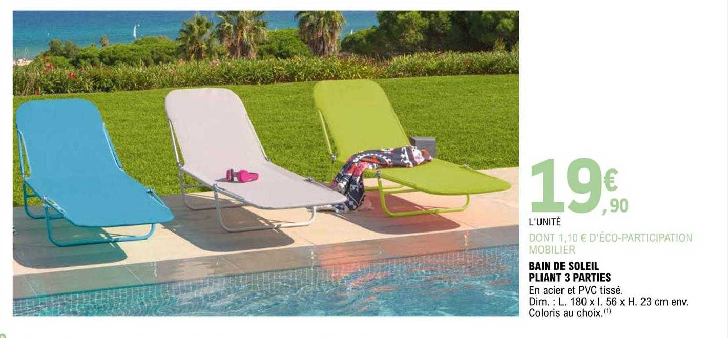 bain de soleil pliant 3 parties