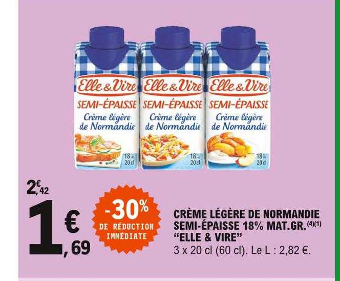 crème légère de normande semi-épaisse 18% mat.gr. "elle & vire"