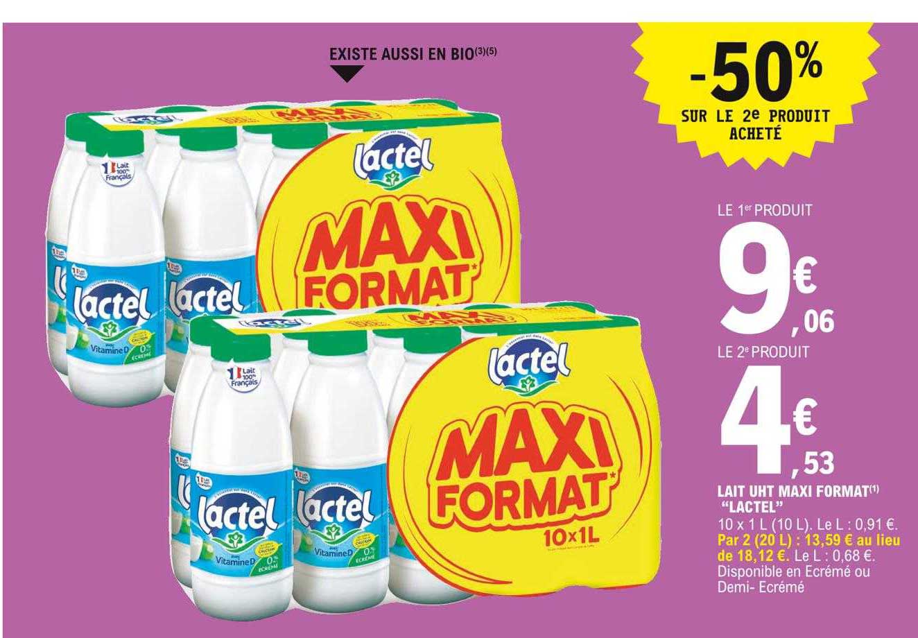 lait uht maxi format "lactel"