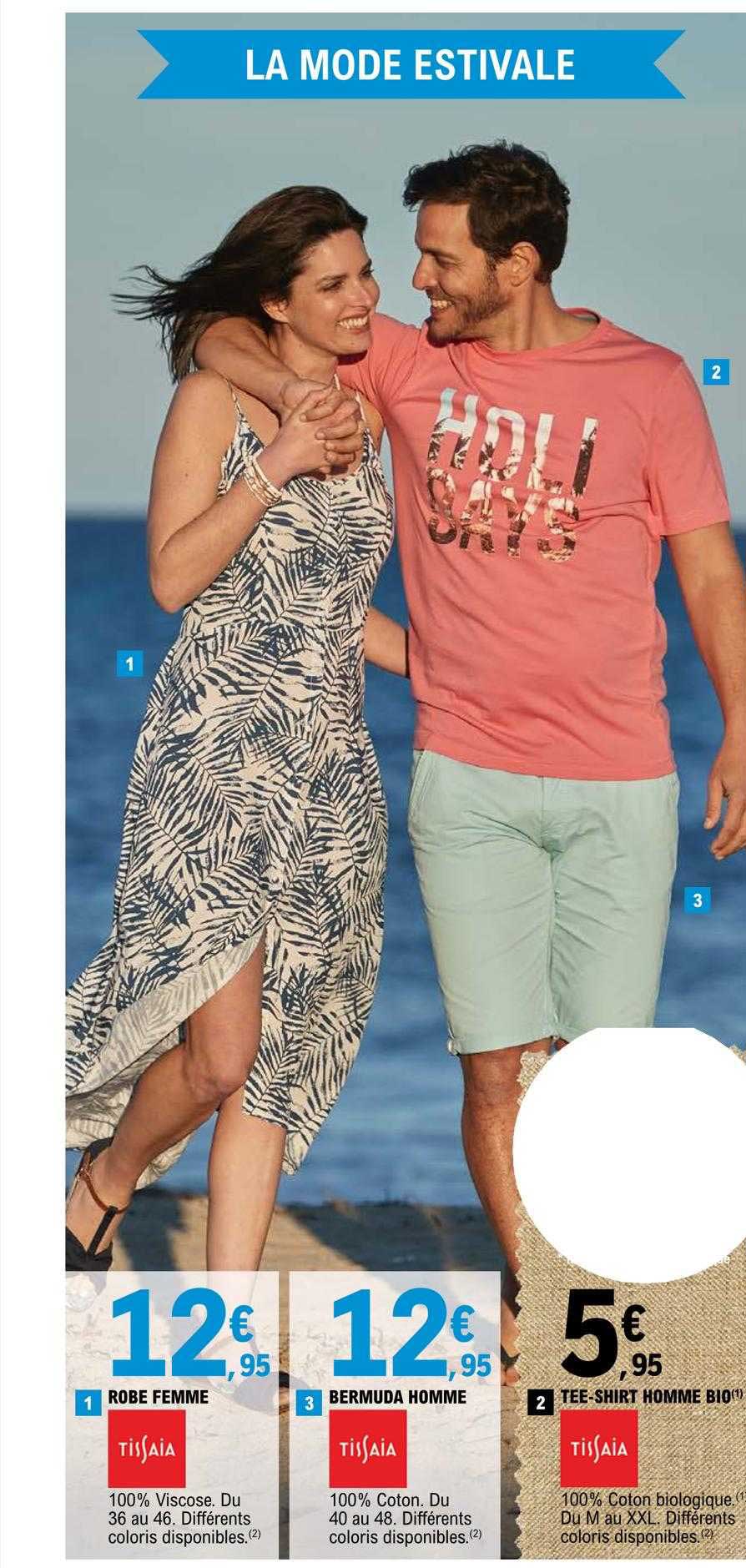 robe femme tissaia, bermuda homme tissaia, tee-shirt homme bio tissaia